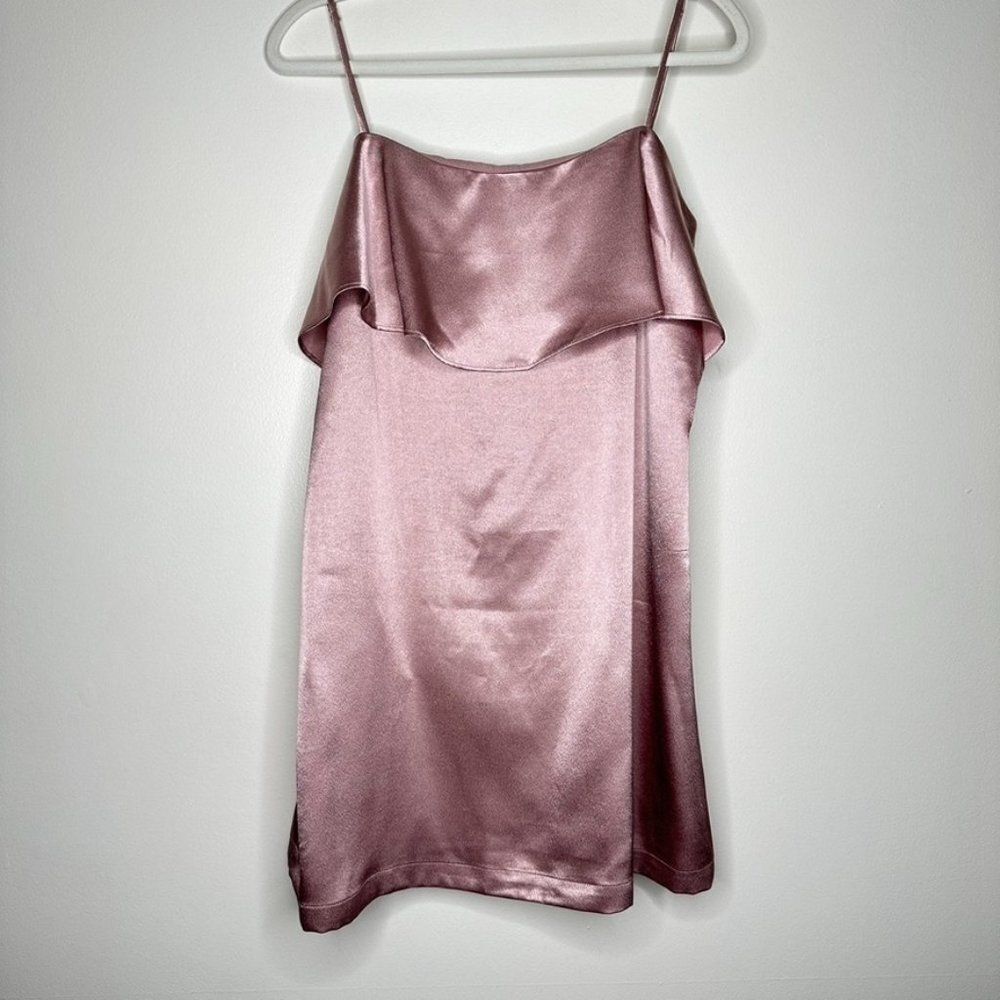 Kimchi Blue Mini-Dress Spaghetti Strap Ruffle‎ metallic pink large